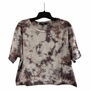 Lulu's Women’s Tie-Dye Crop Top Short Sleeve T-Shirt Cropped Large